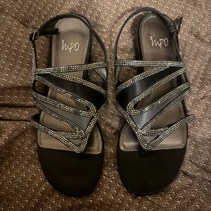 Impo Black and Silver Strappy Sandals